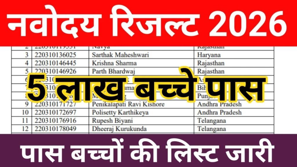 JNV Class 6 Result 2026 (March)